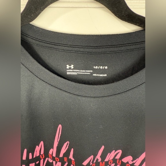 Under Armour women’s black & pink loose fit heat gear athletic top. Size Large - Picture 2 of 3